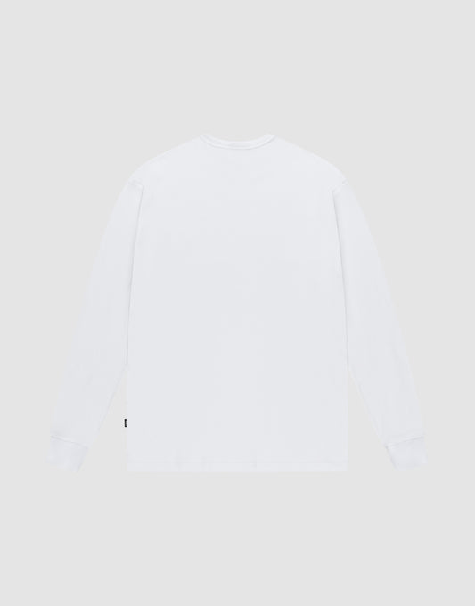 The LIVE FAST DIE YOUNG Basic Regular Rib Longsleeve, shown flat from the back on a light gray background, features soft Baumwolle fabric and subtle ribbed cuffs in a classic regular fit.