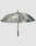 The LFDY Umbrella by LIVE FAST DIE YOUNG features a gray and white cloud pattern, "LIVE FAST" printed on one panel, a stable frame, straight dark handle, and central pole.