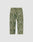 The LIVE FAST DIE YOUNG Live Fast Nylon Pants feature a relaxed oversize fit, side pockets, a utility cargo pocket, and an abstract green nylon camo design. Shown on a plain white background.