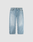 The LFDY Baggy Denim by LIVE FAST DIE YOUNG features light blue, high-waisted jeans with a baggy, straight-leg fit, classic five-pocket design, button and zipper closure, laid flat on a plain light gray background.