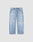 The LFDY Distressed Baggy Denim from LIVE FAST DIE YOUNG are light blue, high-waisted jeans with wide straight legs, heavy distressing, large frayed knee holes, thigh rips, and made from 100% Baumwolle for comfort.