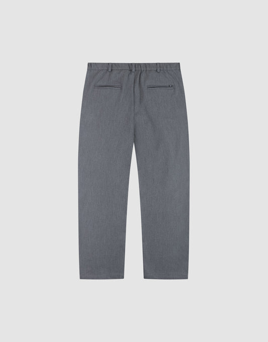 Wide Casual Pants by LIVE FAST DIE YOUNG in gray, featuring a wide fit, straight-leg design, elastic waistband, and two rear welt pockets, displayed flat on a plain light background.
