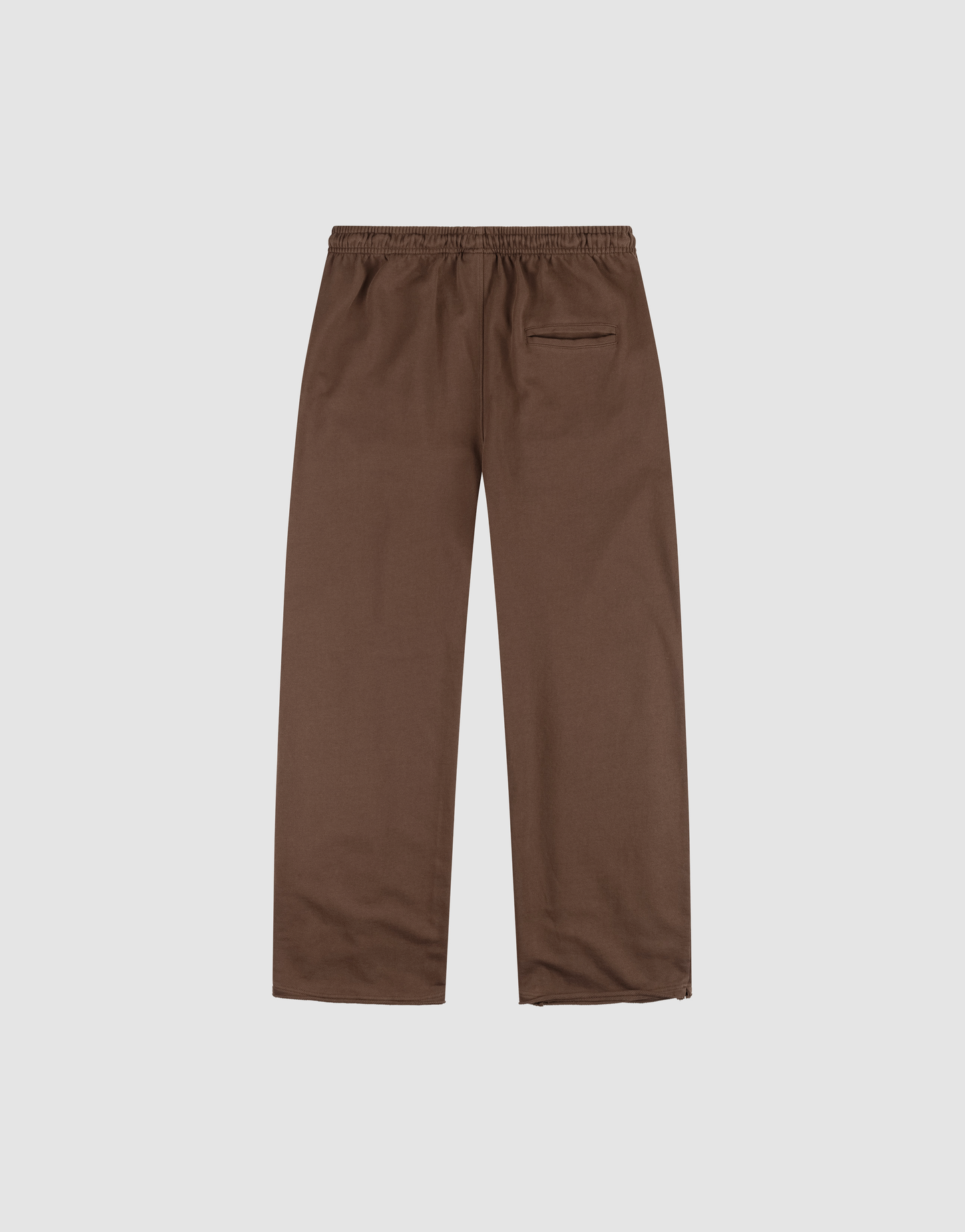 The LFDY Lightweight Jogger by LIVE FAST DIE YOUNG features brown French Terry fabric, a straight-leg fit, elastic waistband, and a single back pocket, displayed flat on a light gray background.