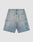 The LIVE FAST DIE YOUNG Carpenter Jorts are light blue, baggy-fit denim shorts with two large back pockets, an extra pocket with a loop detail, and a faded, worn-in look. Made from Baumwolle.