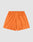 The LFDY Praying Mesh Shorts by LIVE FAST DIE YOUNG are orange regular-fit athletic shorts with an elastic waistband and single back pocket. Crafted from lightweight, breathable polyester, they're ideal for sports or casual wear and shown on a light gray background.