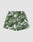 The LFDY Mesh Shorts by LIVE FAST DIE YOUNG feature a green and white camouflage pattern, comfortable elastic waistband with white drawstrings, durable polyester fabric, and a small rectangular logo on the left leg.
