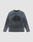 The LFDY Emblem Ghost Waffle Longsleeve by LIVE FAST DIE YOUNG is an oversized, washed black crewneck featuring "OVERFEAR" in bold, distorted letters, made from 100% Baumwolle with a handmade spray effect for a faded look.