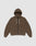 The LFDY Lightweight Hooded Zip by LIVE FAST DIE YOUNG is a brown French Terry regular-fit hoodie with a zip-up front, white drawstrings, front pocket, and a small tag near the hem, shown laid flat on a light background.
