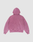 A back view of the LIVE FAST DIE YOUNG Live Fast Rivet Hooded Zip in pink, with long sleeves, an oversized fit, and subtle Sprayeffekt details, shown against a plain white background.