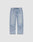 The LFDY Baggy Denim by LIVE FAST DIE YOUNG features light blue, slightly faded, baggy straight legs, five pockets, belt loops, and a button-zip closure. Made from 100% cotton and shown on a plain white background.