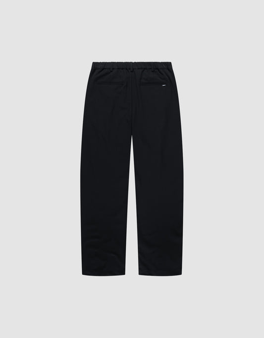 LFDY Regular Casual Pants are black straight-leg, casual-fit pants with an elastic waistband and a single back pocket on the right, shown from the back against a plain light gray background.
