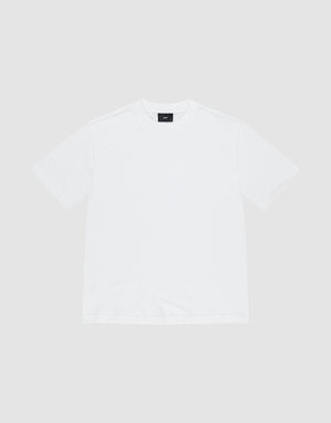 The LFDY Vintage Tee by LIVE FAST DIE YOUNG is a white short-sleeve shirt made from 100% Baumwolle, with distressed edges and a black inner collar tag, laid flat on a light gray background. | plain