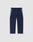 The LIVE FAST DIE YOUNG Basic Nylon Trackpants in navy feature light blue side panels, an Elasticbund waistband, a back pocket, and adjustable drawstring hems. Relaxed Wide Fit silhouette shown against a plain light background.