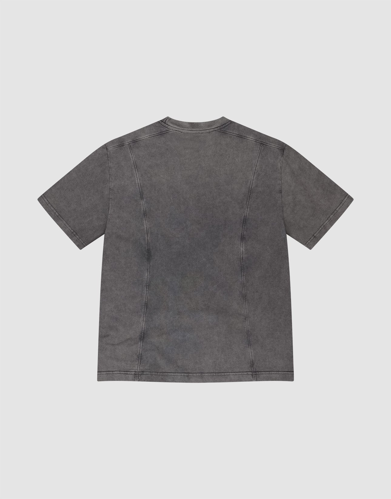 The Live Fast Wave Tee by LIVE FAST DIE YOUNG is a washed black, plain short-sleeve t-shirt with visible seams and no graphics, shown from the back against a light gray background for a relaxed, casual look.