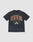 The Live Fast Die Young Tee by LIVE FAST DIE YOUNG is a dark gray oversized shirt with bold orange "LIVE FAST DIE YOUNG" text above a trophy crest, laurel wreath, "ATHLETIC STRENGTH" banner, and subtle vintage druck finish.
