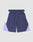 The LIVE FAST DIE YOUNG Basic Nylon Trackshorts feature a Regular Fit, elastic waistband, purple shade with white side panels, zippered back pocket, and subtle logo stitching, showcased on a light gray background.