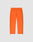 The LIVE FAST DIE YOUNG Live Fast Trackpants are bright orange, wide fit with an elastic waistband, black side piping, and a reflective logo print, shown flat on a light gray background.