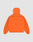 The Live Fast Trackjacket by LIVE FAST DIE YOUNG is a bright orange nylon jacket with black piping on the shoulders and sleeves, zippered side pockets, elastic cuffs and waistband, shown from the back on a light gray background.