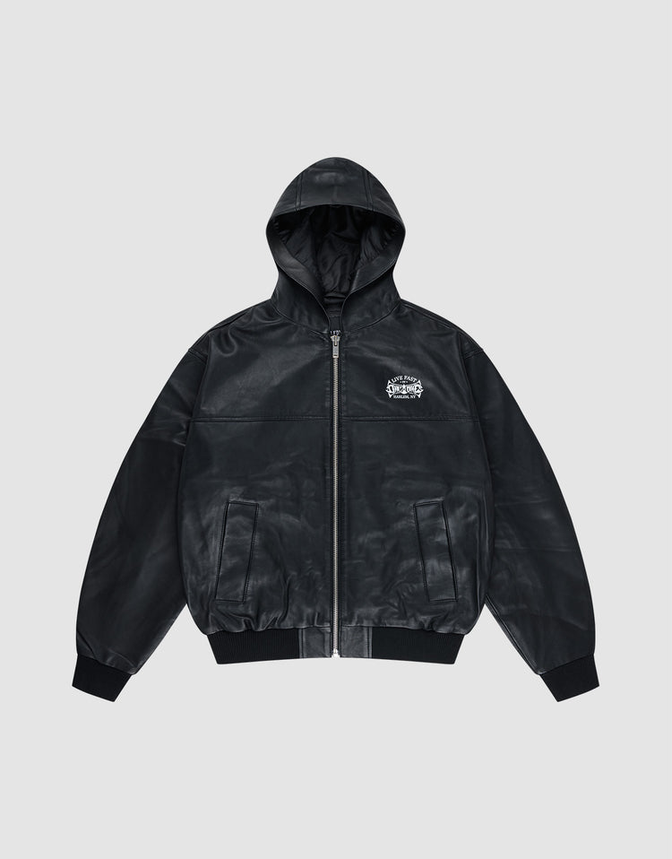 Leather Hooded Jacket
