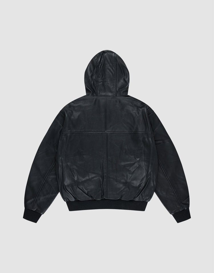 Leather Hooded Jacket