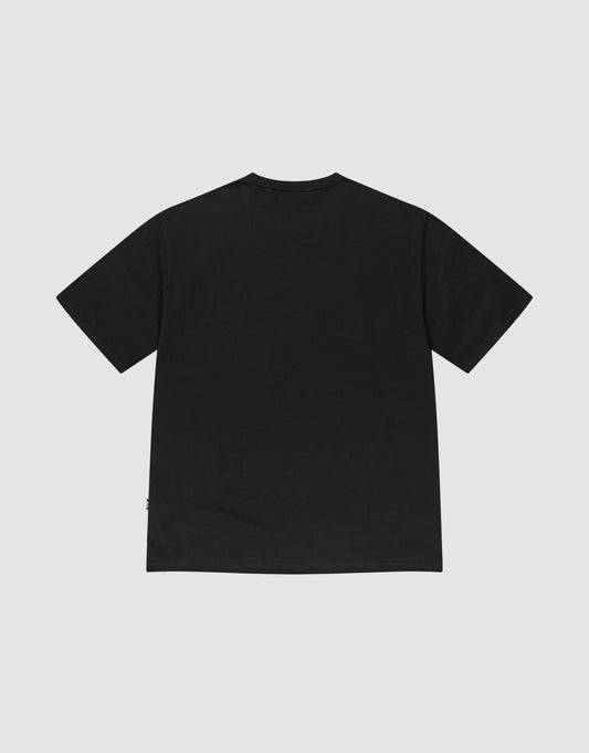 The LFDY Blank Tee by LIVE FAST DIE YOUNG is a plain black, regular fit short-sleeve T-shirt shown from the back on a light gray background. Made from 100% Baumwolle for comfort and durability.