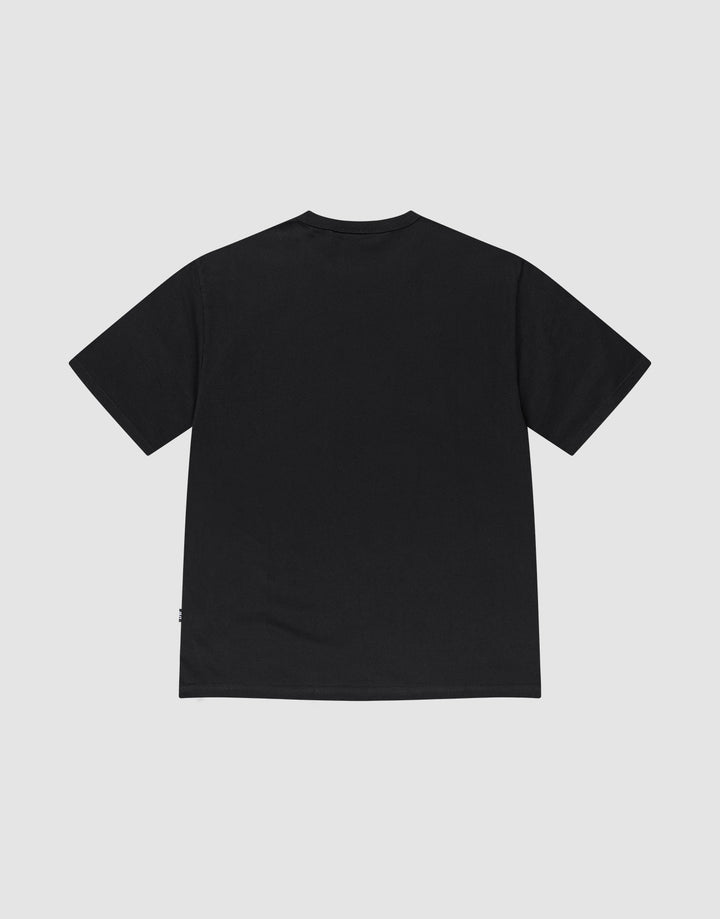 The LFDY Blank Tee by LIVE FAST DIE YOUNG is a plain black, regular fit short-sleeve T-shirt shown from the back on a light gray background. Made from 100% Baumwolle for comfort and durability.