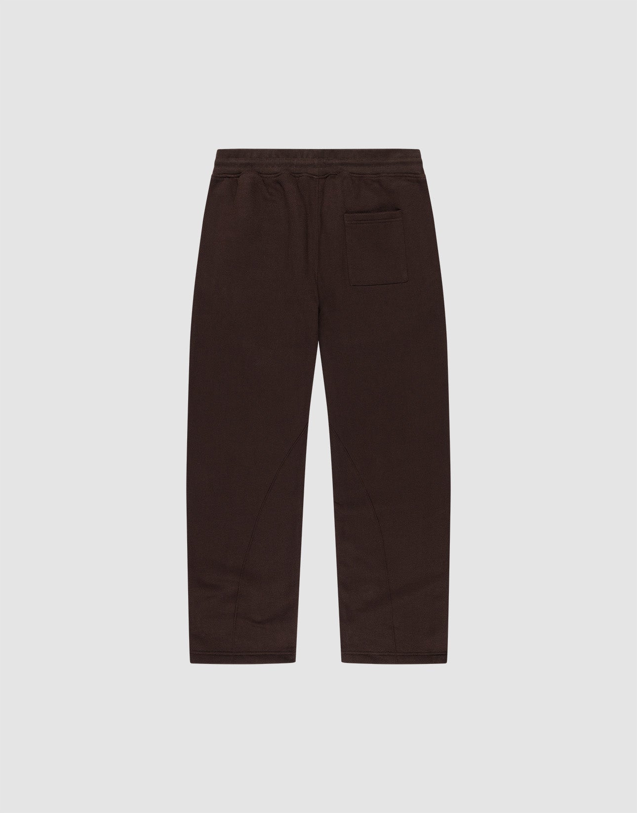 The LFDY Pleated Jogger by LIVE FAST DIE YOUNG is shown from the back on a white background, featuring a dark brown color, wide fit, 100% Baumwolle, an Elastik-Bund waistband, and a single right back pocket.