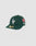 The LFDY x NEW ERA 59FIFTY Low Profile fitted cap by LIVE FAST DIE YOUNG comes in dark green with a white LF logo, red and white side embroidery, and a gold brim sticker, displayed against a plain light background.