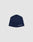 The Live Fast Performance Beanie by LIVE FAST DIE YOUNG is a navy blue, polyester fitted beanie with a reflective LIVE FAST logo in small white letters on the lower edge, shown against a plain light gray background.