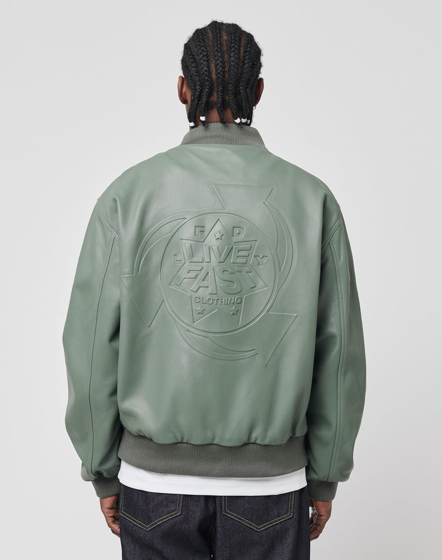 Live Fast Leather Bomber