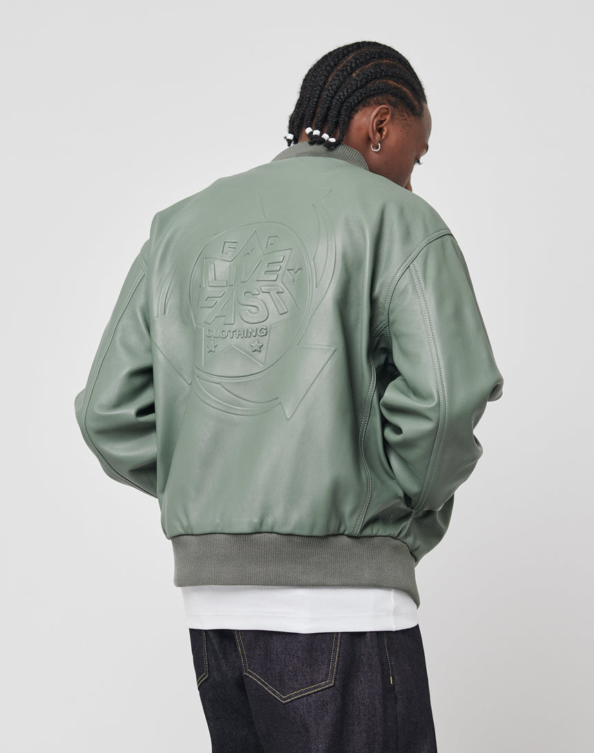 Live Fast Leather Bomber